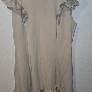 Forever 21 Tan Ruffle Sleeve Dress